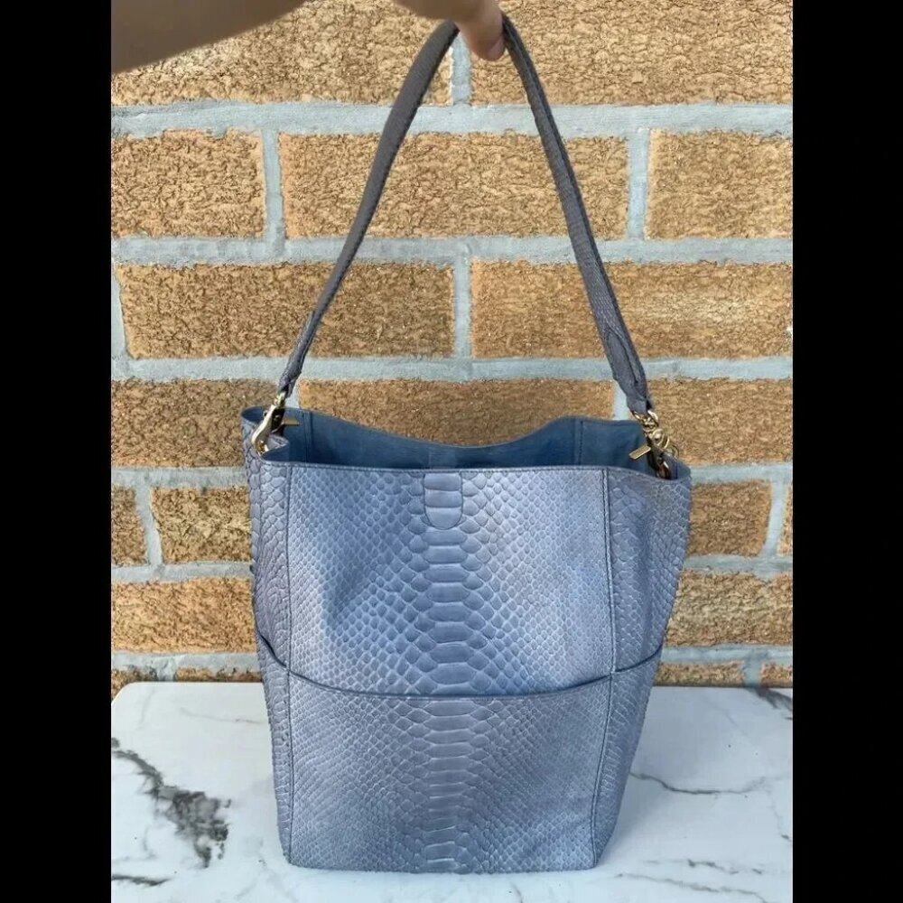 Byron New York Genuine Python Leatherbuckethandbag - image 1